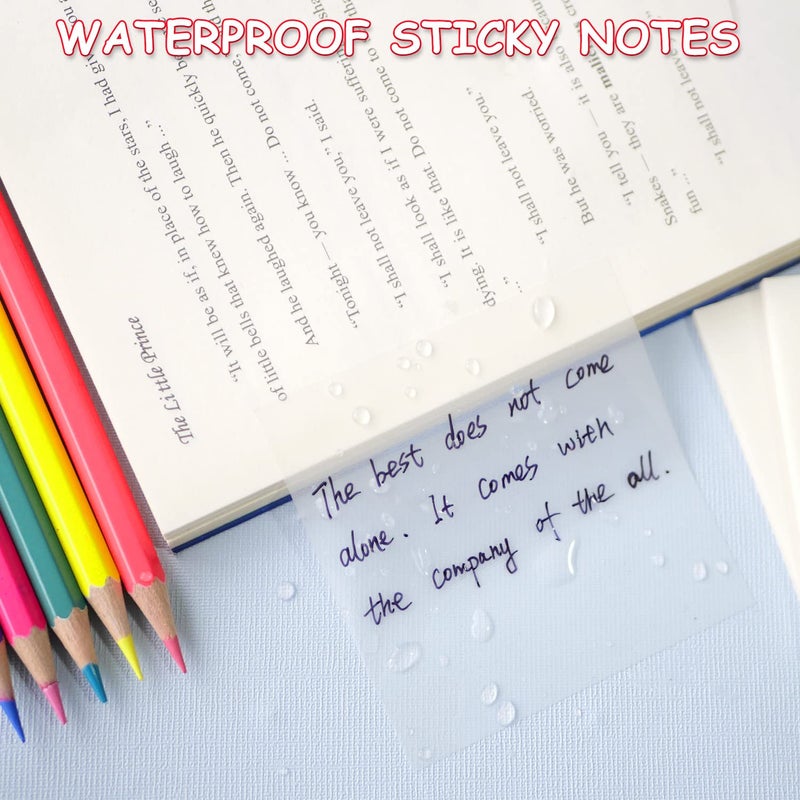 ENLUOM Transparent Sticky Notes - 3x3 inch Clear Sticky Notes Waterproof Self-Adhesive Translucent Sticky Note Pads for Books Annotation  See Through Sticky Notes for School & Office (200 Sheets) - Image 3